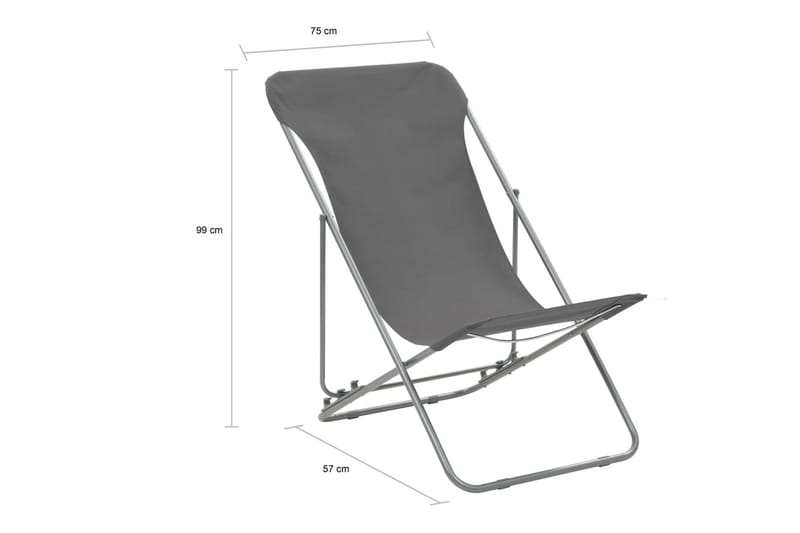 Sammenleggbare strandstoler 2 stk stål og oxfordstoff grå - Strandstoler & campingstoler - Strandstol