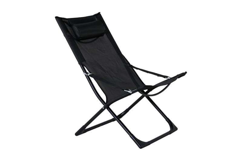 Seville Relaxstol Sammenleggbar med Pute - Svart - Hagemøbler - Stoler & Lenestoler - Strandstoler & campingstoler