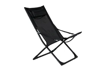 Seville Relaxstol Sammenleggbar med Pute - Svart - Hagemøbler - Stoler & Lenestoler - Strandstoler & campingstoler