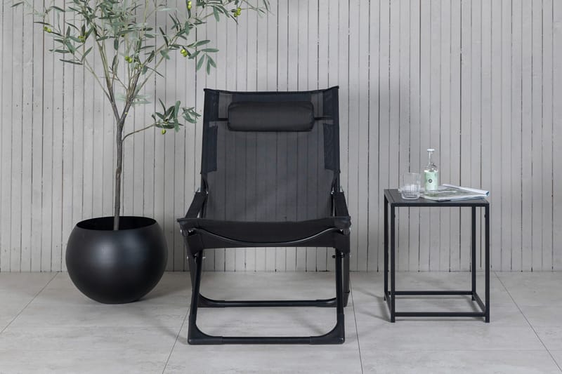 Seville Relaxstol Sammenleggbar med Pute - Svart - Hagemøbler - Stoler & Lenestoler - Strandstoler & campingstoler