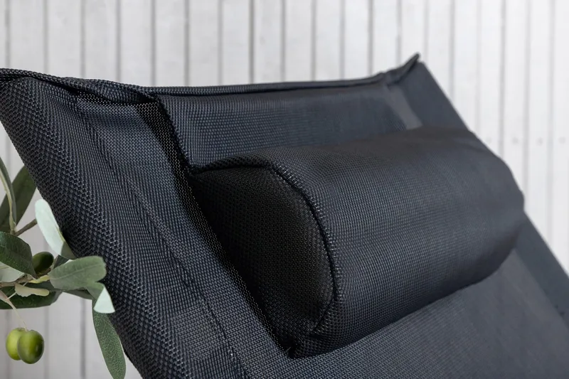 Seville Relaxstol Sammenleggbar med Pute - Svart - Hagemøbler - Stoler & Lenestoler - Strandstoler & campingstoler