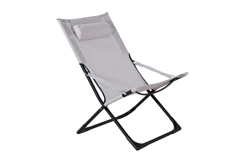 Seville Relaxstol Sammenleggbar med Pute - Svart/Grå - Hagemøbler - Stoler & Lenestoler - Strandstoler & campingstoler