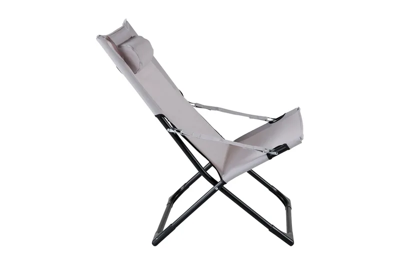 Seville Relaxstol Sammenleggbar med Pute - Svart/Grå - Hagemøbler - Stoler & Lenestoler - Strandstoler & campingstoler