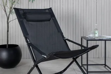 Seville Relaxstol Sammenleggbar med Pute - Svart - Hagemøbler - Stoler & Lenestoler - Strandstoler & campingstoler