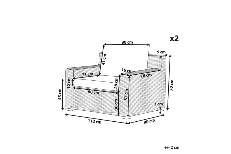 Apriliana Karmstol 2- pk - Hagemøbler - Stoler & Lenestoler - Utelenestoler