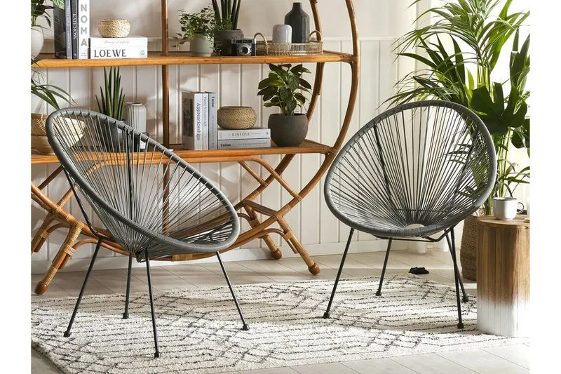 Cayaco Stol 2-pk - Kunstrotting/Mørkegrå - Hagemøbler - Stoler & Lenestoler - Utelenestoler