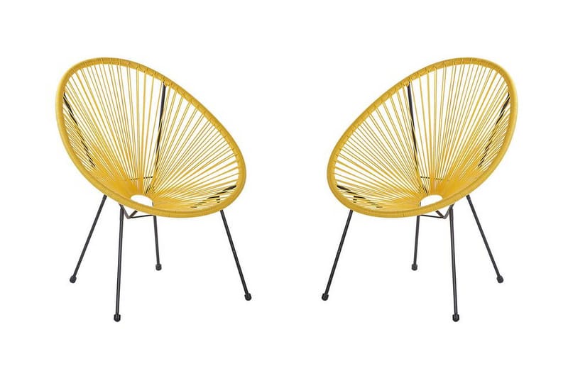 Cayaco Stol 2-pk - Kunstrotting/Gul - Hagemøbler - Stoler & Lenestoler - Utelenestoler