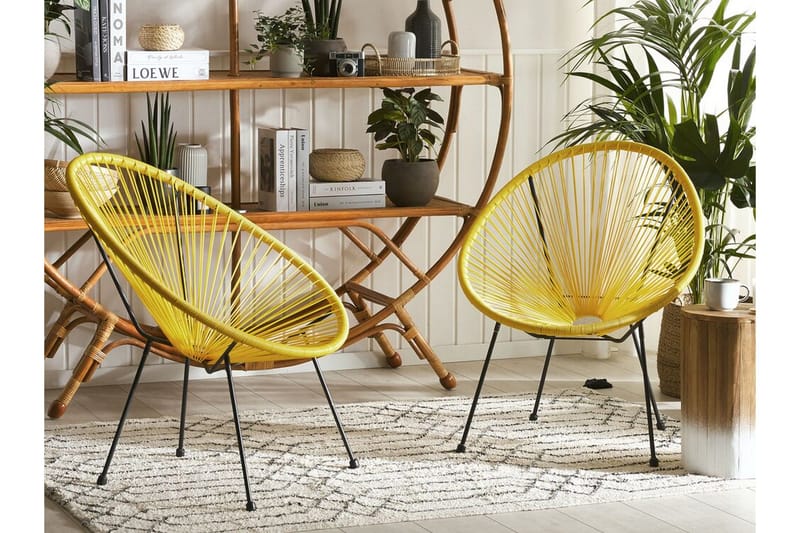 Cayaco Stol 2-pk - Kunstrotting/Gul - Hagemøbler - Stoler & Lenestoler - Utelenestoler