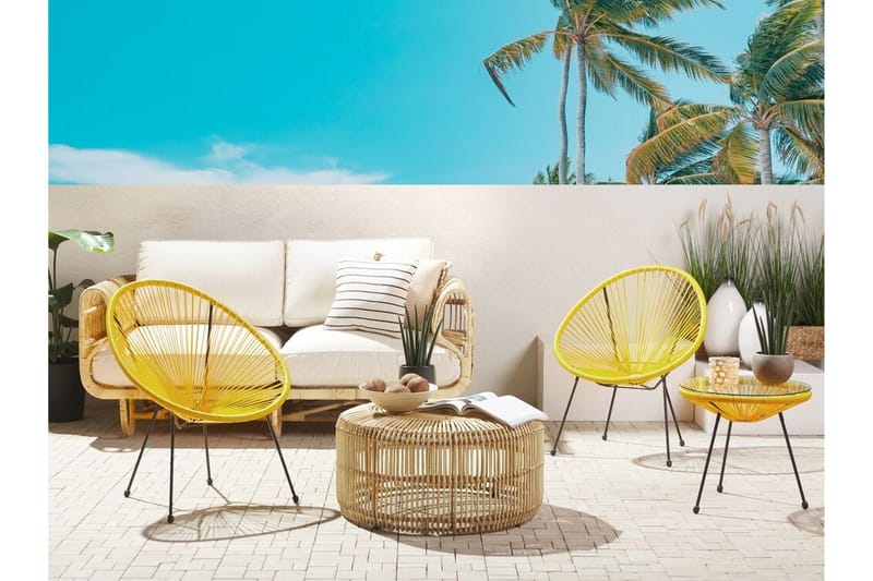 Cayaco Stol 2-pk - Kunstrotting/Gul - Hagemøbler - Stoler & Lenestoler - Utelenestoler