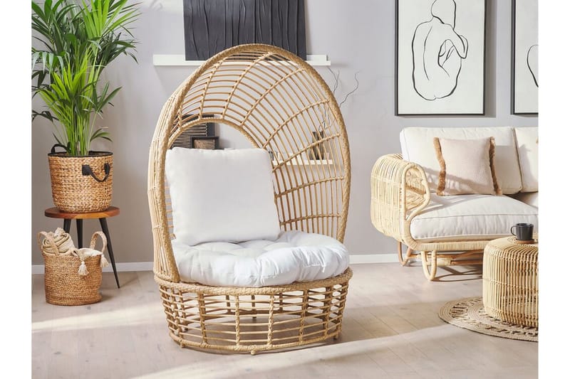 Hagelenestol kunstrotting natur / Hvit LIDO - Tre / Natur - Hagemøbler - Stoler & Lenestoler - Utelenestoler