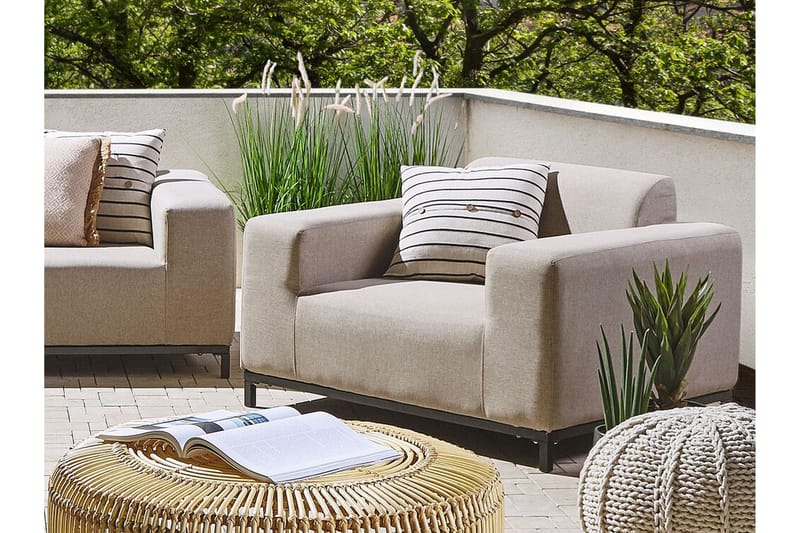 Hughen Lenestol 2-pk - Beige / Svart - Hagemøbler - Stoler & Lenestoler - Utelenestoler