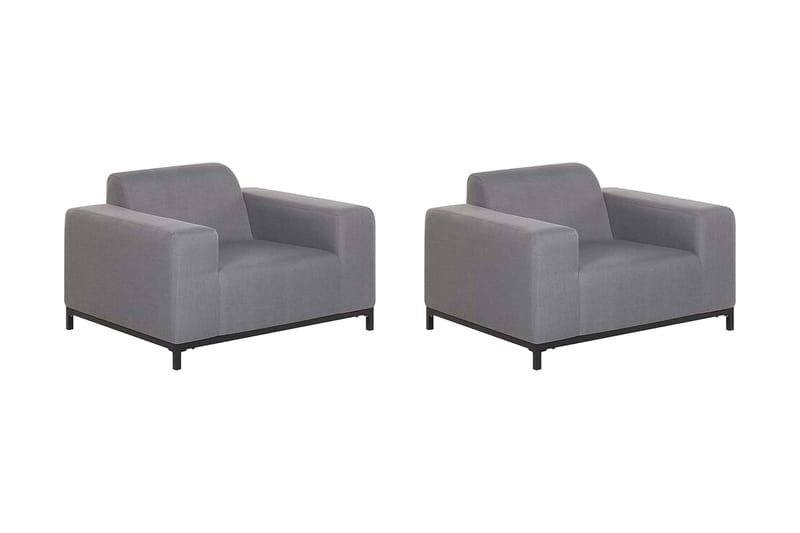 Hughen Lenestol 2-pk - Grå / Svart - Hagemøbler - Stoler & Lenestoler - Utelenestoler