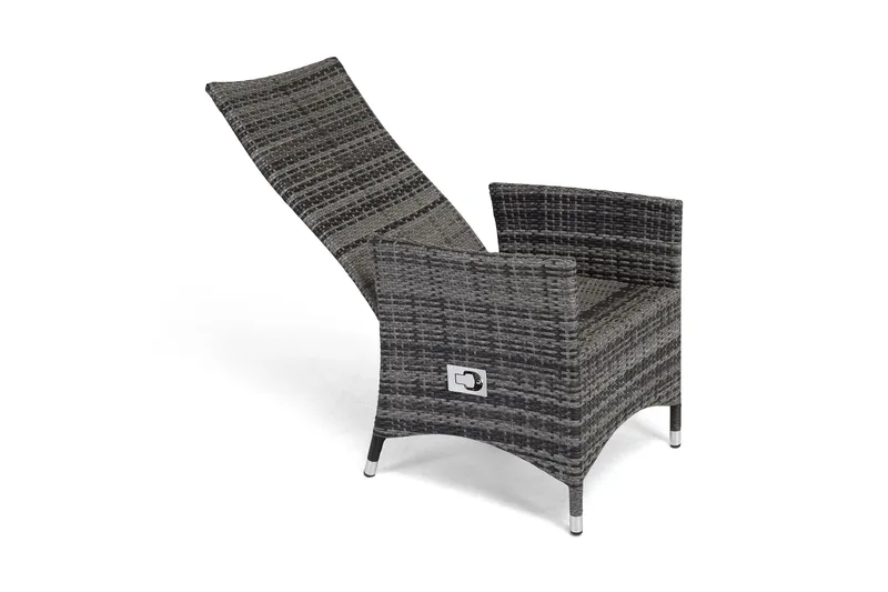 Jenny Justerbar Utendørs Spisestol – Regulerbar Lenestol i Kunstrotting - Grå - Hagemøbler - Stoler & Lenestoler - Utelenestoler