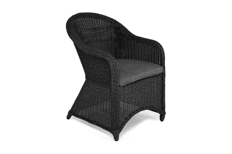 Marcus Light Utendørs Lounge Lenestol med Pute i Kunstrotting, Svart