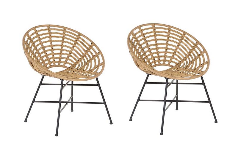 Rottingstol 2 lysebrune ACERRA - Tre / Natur - Hagemøbler - Stoler & Lenestoler - Utelenestoler