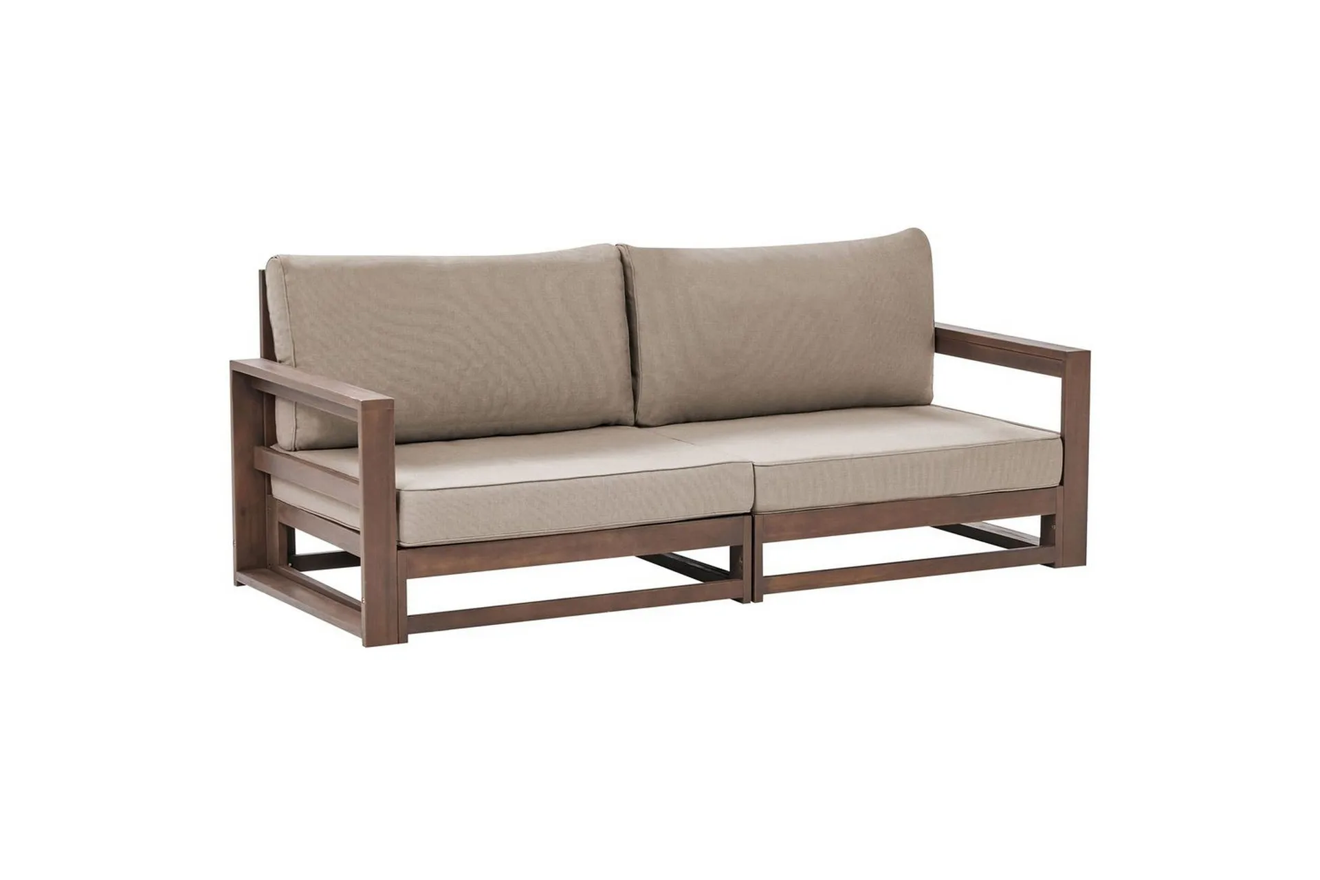 2-sitssoffa Beliani Timor Ljus trä/grått/beige, Ja Dark wood\|\|Grey\|\|Beige -