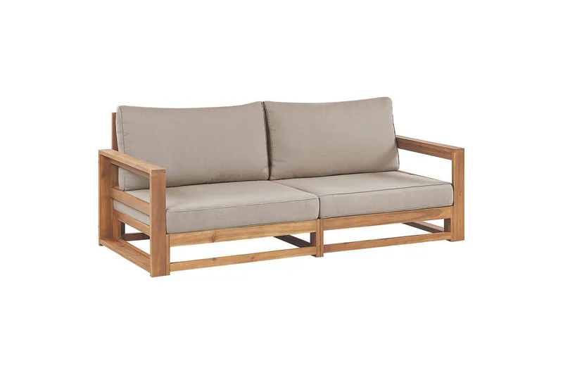 2-sitssoffa Beliani Timor Ljus trä/grått/beige, Ja Light wood||Grey||Beige - Hagemøbler - Loungemøbler - Lounge sofa