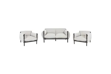 2-sitssoffa med fåtöljer Beliani Esperia Grey, Black - Hagemøbler - Loungemøbler - Sofagruppe utendørs