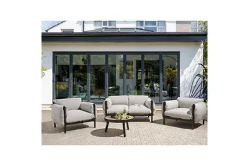 2-sitssoffa med fåtöljer Beliani Esperia Grey, Black - Hagemøbler - Loungemøbler - Sofagruppe utendørs