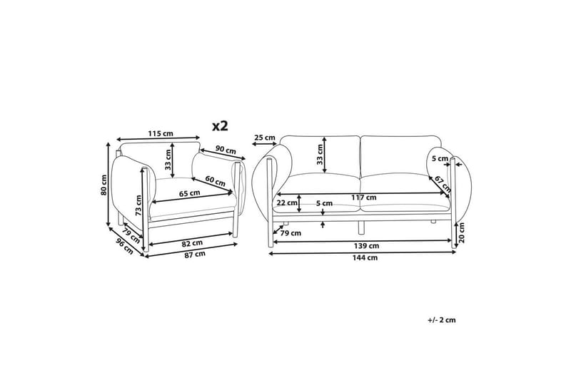2-sitssoffa med fåtöljer Beliani Esperia Grey, Black - Hagemøbler - Loungemøbler - Sofagruppe utendørs