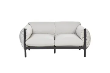 2-sitssoffa med fåtöljer Beliani Esperia Grey, Black - Hagemøbler - Loungemøbler - Sofagruppe utendørs