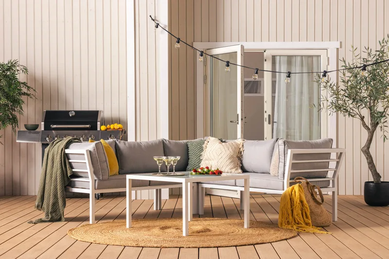 Ariany Hjørnesofa - Hvit/Grå - Hagemøbler - Loungemøbler - Lounge sofa