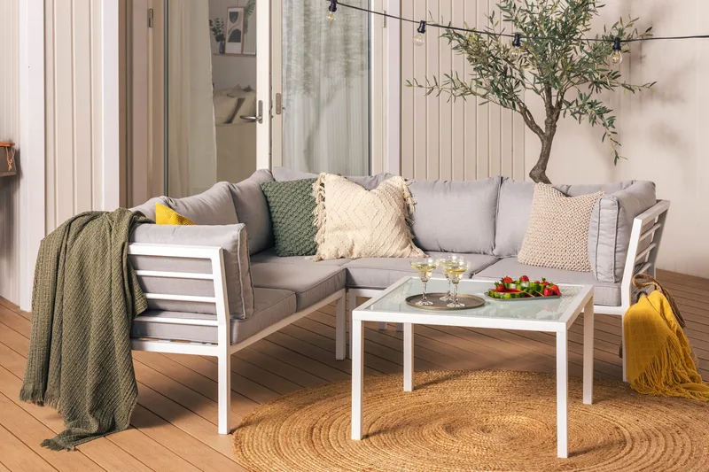 Ariany Hjørnesofa - Hvit/Grå - Hagemøbler - Loungemøbler - Lounge sofa