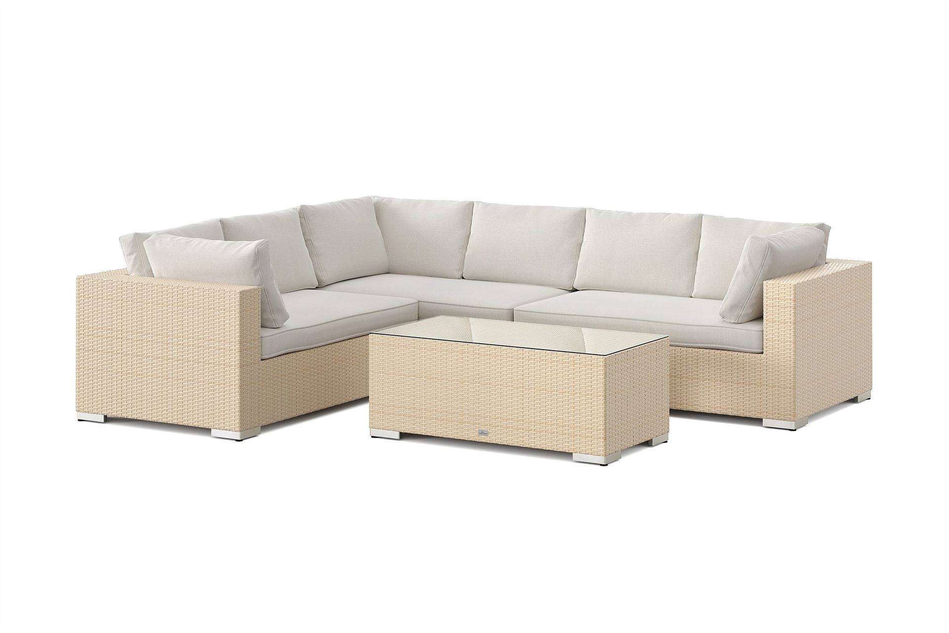 Bahamas L-formet utesofa venstre, 6-seters med bord - Beige