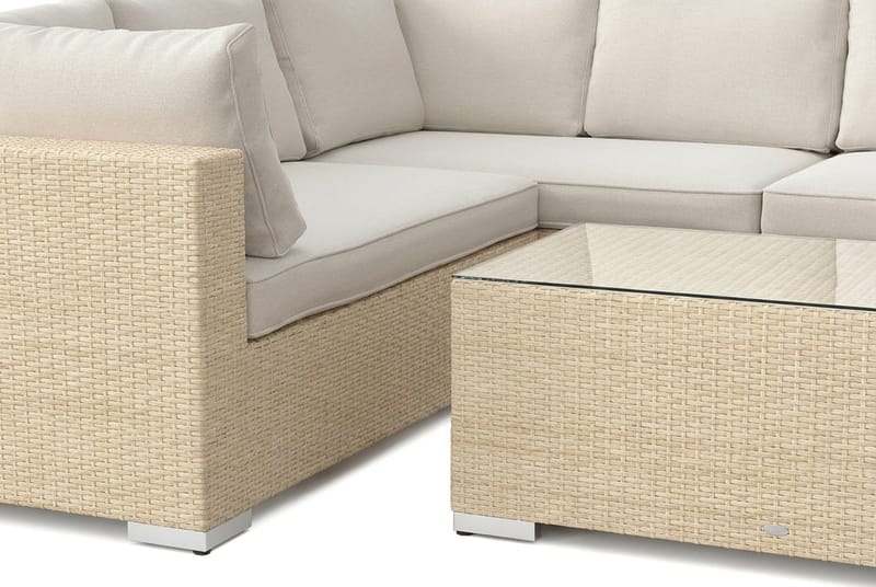 Bahamas U-formet utendørs loungegruppe med lukket avslutning, 9-seters med bord - Beige - Hagemøbler - Loungemøbler - Sofagruppe utendørs