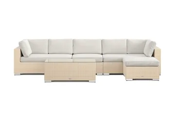 Bahamas utendørs divansofa 6-seters med vendbar divan og bord - Beige - Hagemøbler - Loungemøbler - Sofagruppe utendørs