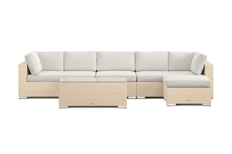 Bahamas utendørs divansofa 6-seters med vendbar divan og bord - Beige - Hagemøbler - Loungemøbler - Sofagruppe utendørs