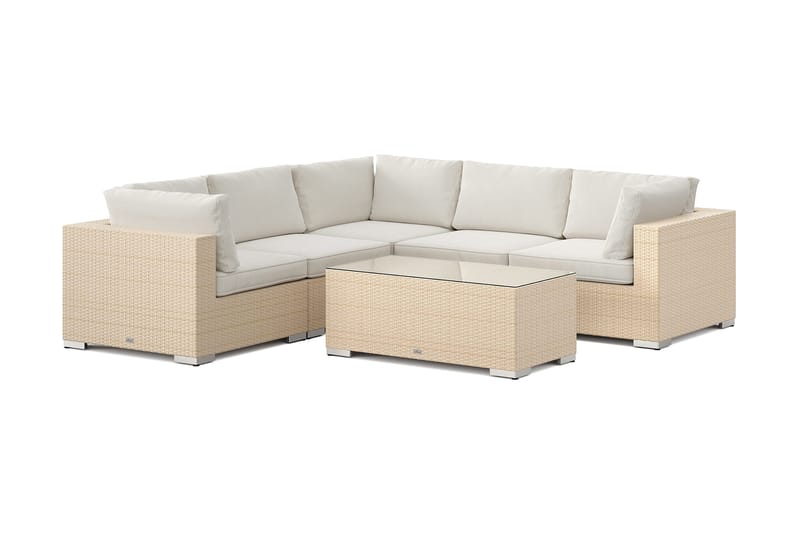 Bahamas utendørs hjørnesofa 5-seters vendbar med bord, Beige