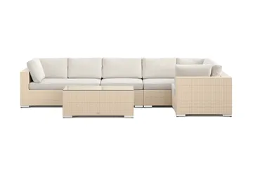 Bahamas utendørs hjørnesofa 6-seters vendbar med bord - Beige - Hagemøbler - Loungemøbler - Sofagruppe utendørs