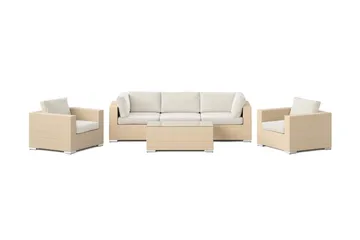 Bahamas utendørs sofagruppe 5-seters med to lenestoler og bord - Beige - Hagemøbler - Loungemøbler - Sofagruppe utendørs