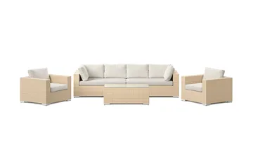 Bahamas utendørs sofagruppe 6-seters med to lenestoler og bord - Beige - Hagemøbler - Loungemøbler - Sofagruppe utendørs