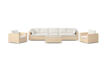 Bahamas utendørs sofagruppe 7-seters med to lenestoler og bord - Beige - Hagemøbler - Loungemøbler - Sofagruppe utendørs