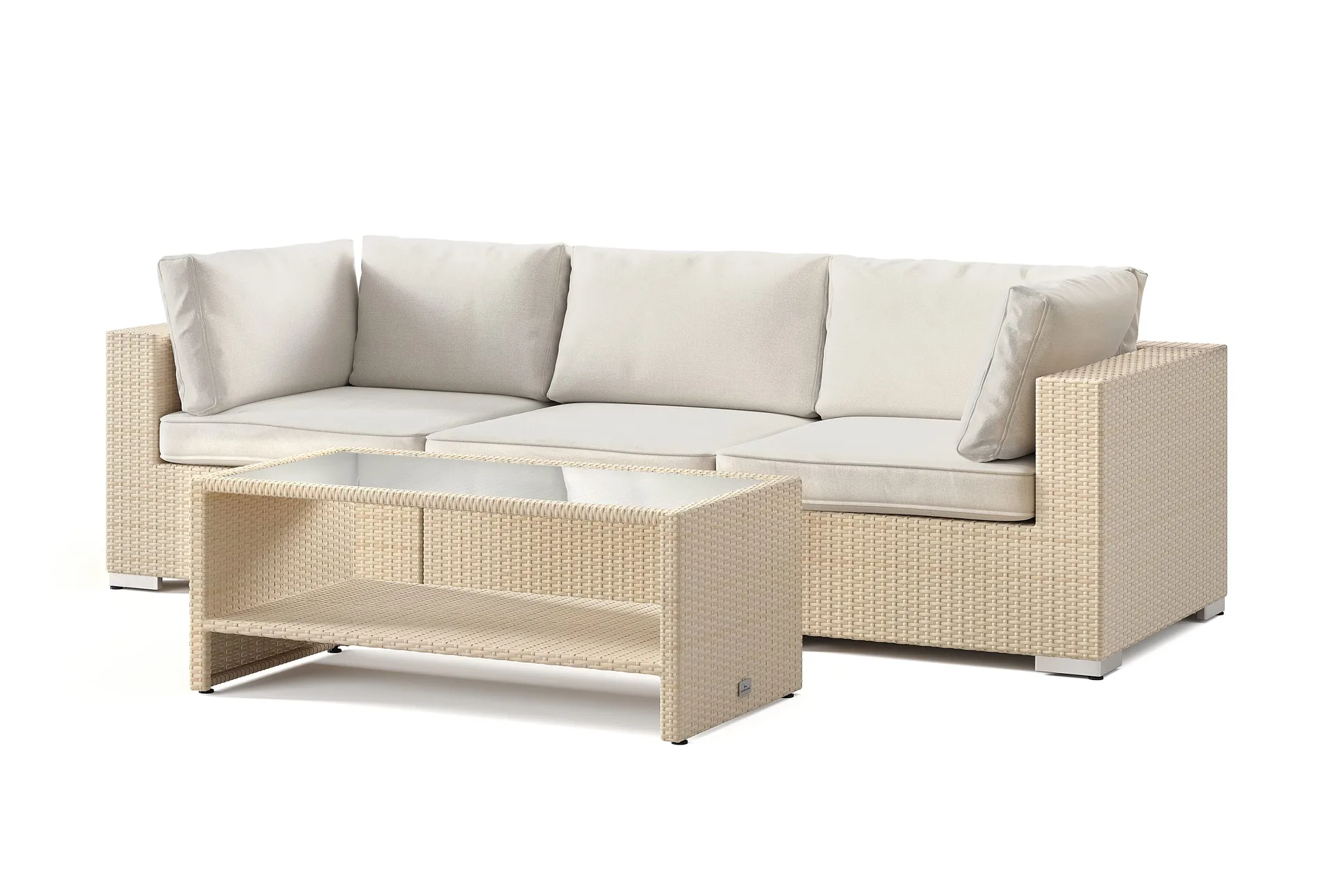 Bahamas utesofa 3-seters med bord og hylle - Beige