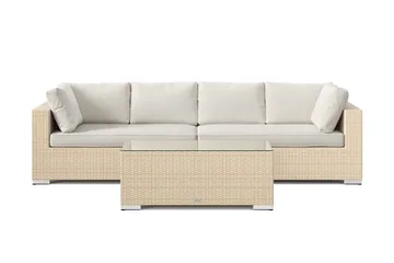 Bahamas utesofa 4-seters med bord - Beige - Hagemøbler - Loungemøbler - Sofagruppe utendørs