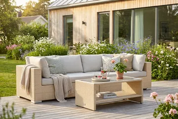 Bahamas utesofa 4-seters med bord og hylle - Beige - Hagemøbler - Loungemøbler - Sofagruppe utendørs