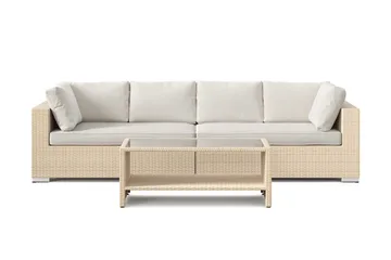 Bahamas utesofa 4-seters med bord og hylle - Beige - Hagemøbler - Loungemøbler - Sofagruppe utendørs