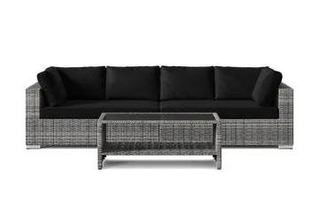 Bahamas utesofa 4-seters med bord og hylle - Grå - Hagemøbler - Loungemøbler - Sofagruppe utendørs