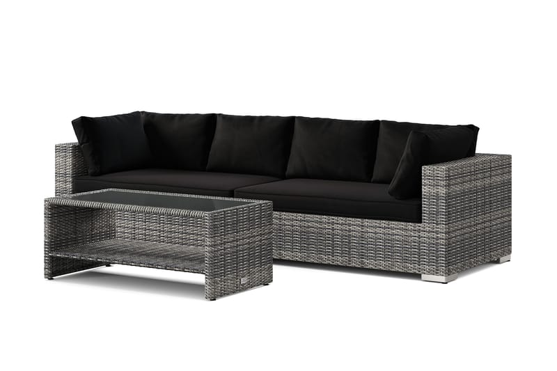Bahamas utesofa 4-seters med bord og hylle, Grå