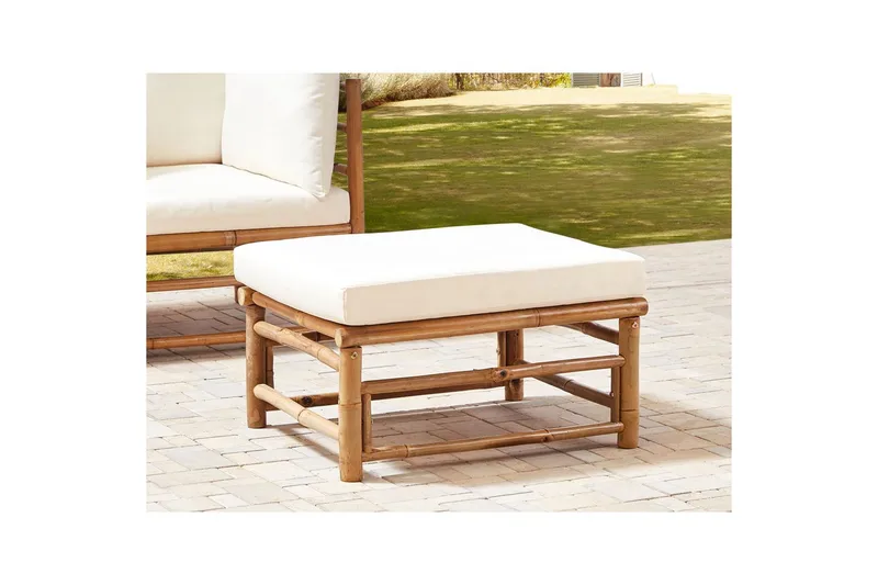 Hagefotskammel Cerreto Hvit/lyst tre - Hvit/lyst tre - Hagemøbler - Loungemøbler - Moduler - Skamler & Krakker