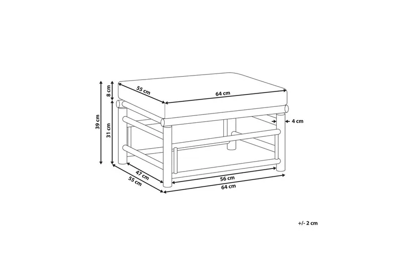 Hagefotskammel Cerreto Hvit/lyst tre - Hvit/lyst tre - Hagemøbler - Loungemøbler - Moduler - Skamler & Krakker