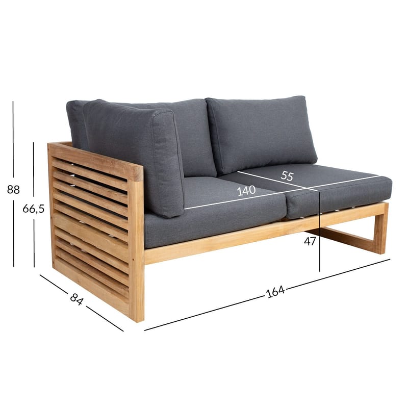 Modulsofa HOME4YOU Serenity 2-seter Høyre arm - brun - Hagemøbler - Loungemøbler - Moduler