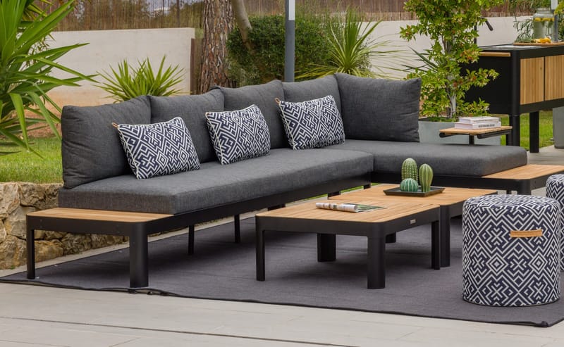 Portals Modulsofa Utendørs 3-seter - Svart - Hagemøbler - Loungemøbler - Lounge sofa