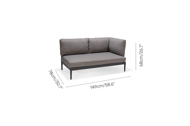 TOPAZ L-sofa 4-seter - Magnesiumgrå - Hagemøbler - Loungemøbler - Lounge sofa