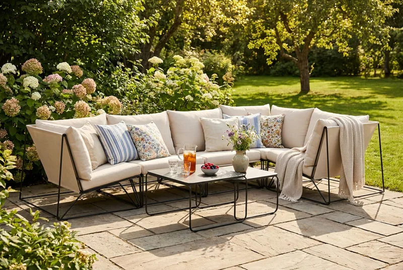 Usteryd Hjørnemodul Utendørs - Svart/Beige - Hagemøbler - Loungemøbler - Moduler - Hjørnemodul hagesofa
