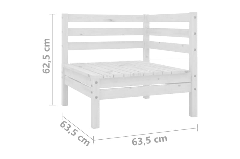 Utendørs hjørnesofa heltre furu hvit - Hvit - Hagemøbler - Loungemøbler - Moduler - Hjørnemodul hagesofa