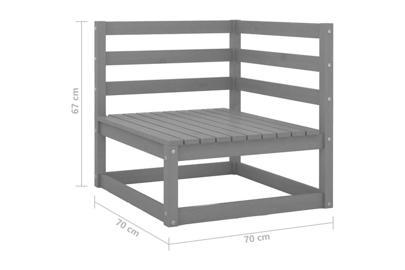 Utendørs hjørnesofaer 2 stk grå heltre furu - Grå - Hagemøbler - Loungemøbler - Moduler - Hjørnemodul hagesofa